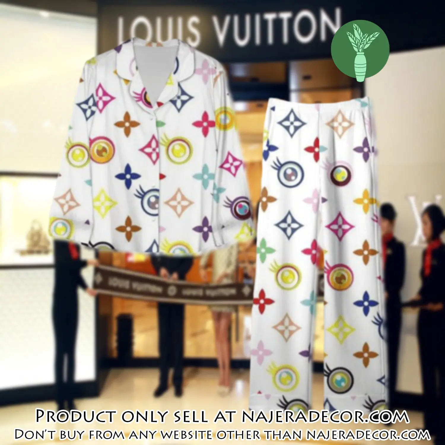 Trending luxury lv satin pajama set pjs1106 njr3802117